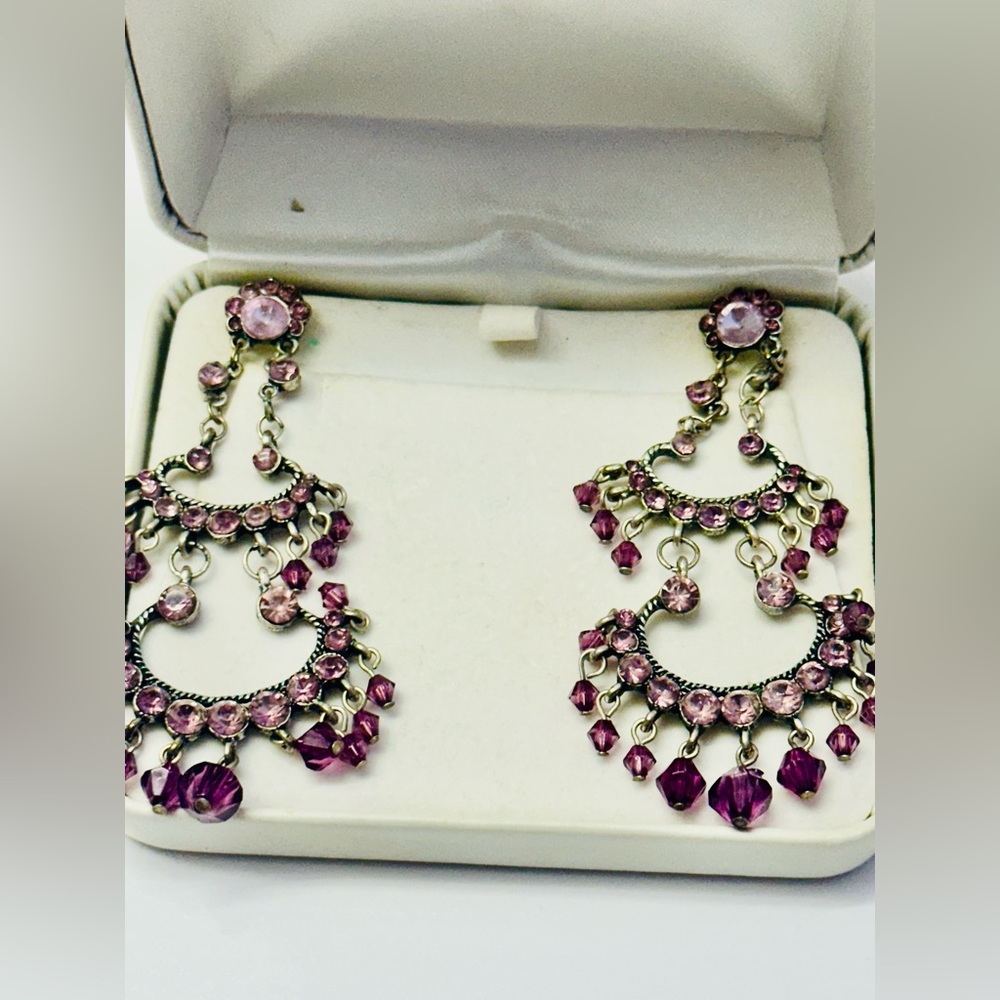 Elegant Purple Chandelier Earrings